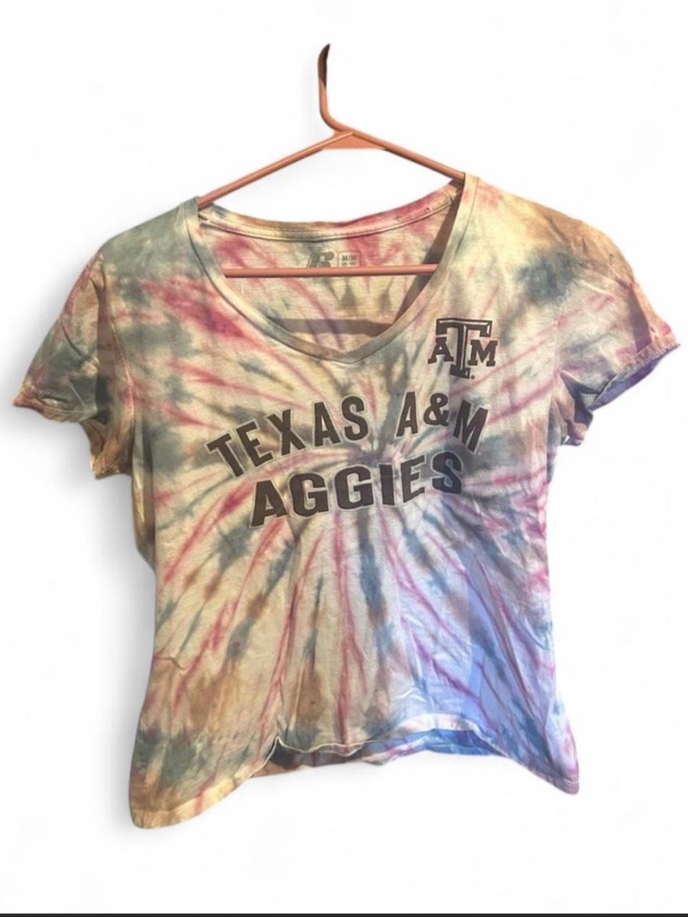 Russell Athletic Texas A&M Aggies Tie-Dye V-Neck Tee - Multicolor